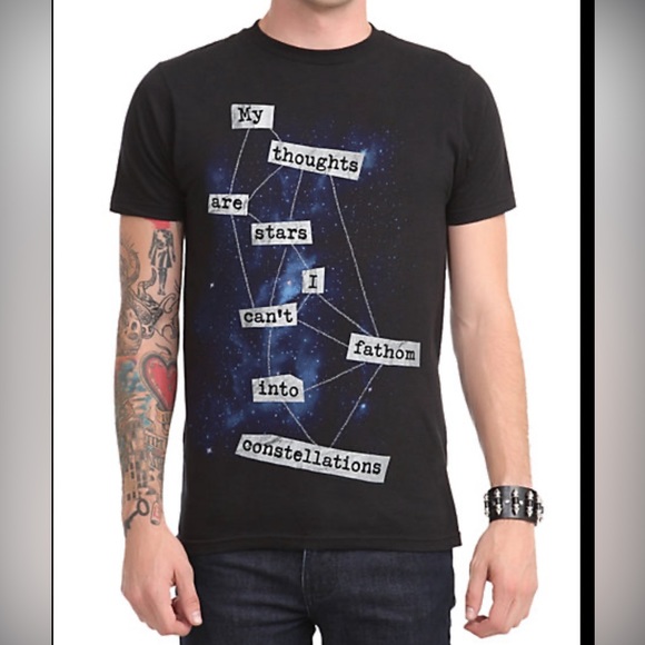 The Fault In Our Stars My Thoughts Are Stars Mens/Unisex Black T-Shirt | Small - Picture 1 of 8